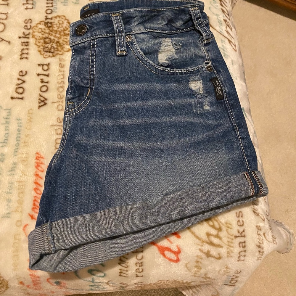 Silver jean shorts